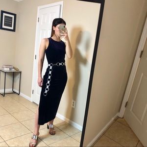 vintage Purple velvet maxi with leg slit